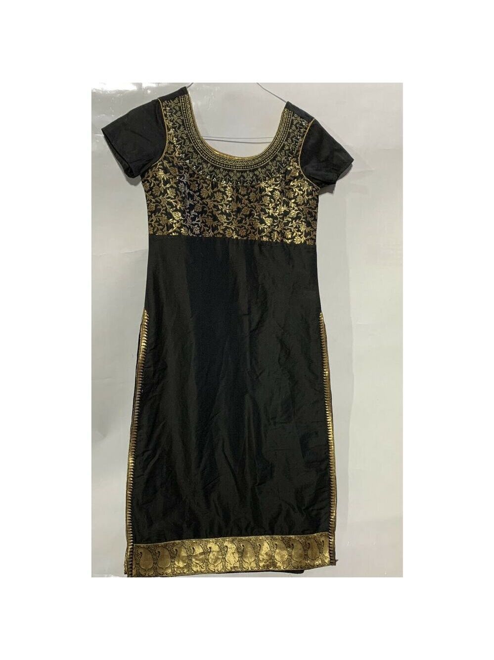 Gorgeous black & gold embroidered Indian kurti small Navras Shieno Sarees - Picture 2 of 7